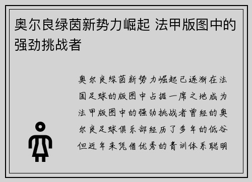 奥尔良绿茵新势力崛起 法甲版图中的强劲挑战者
